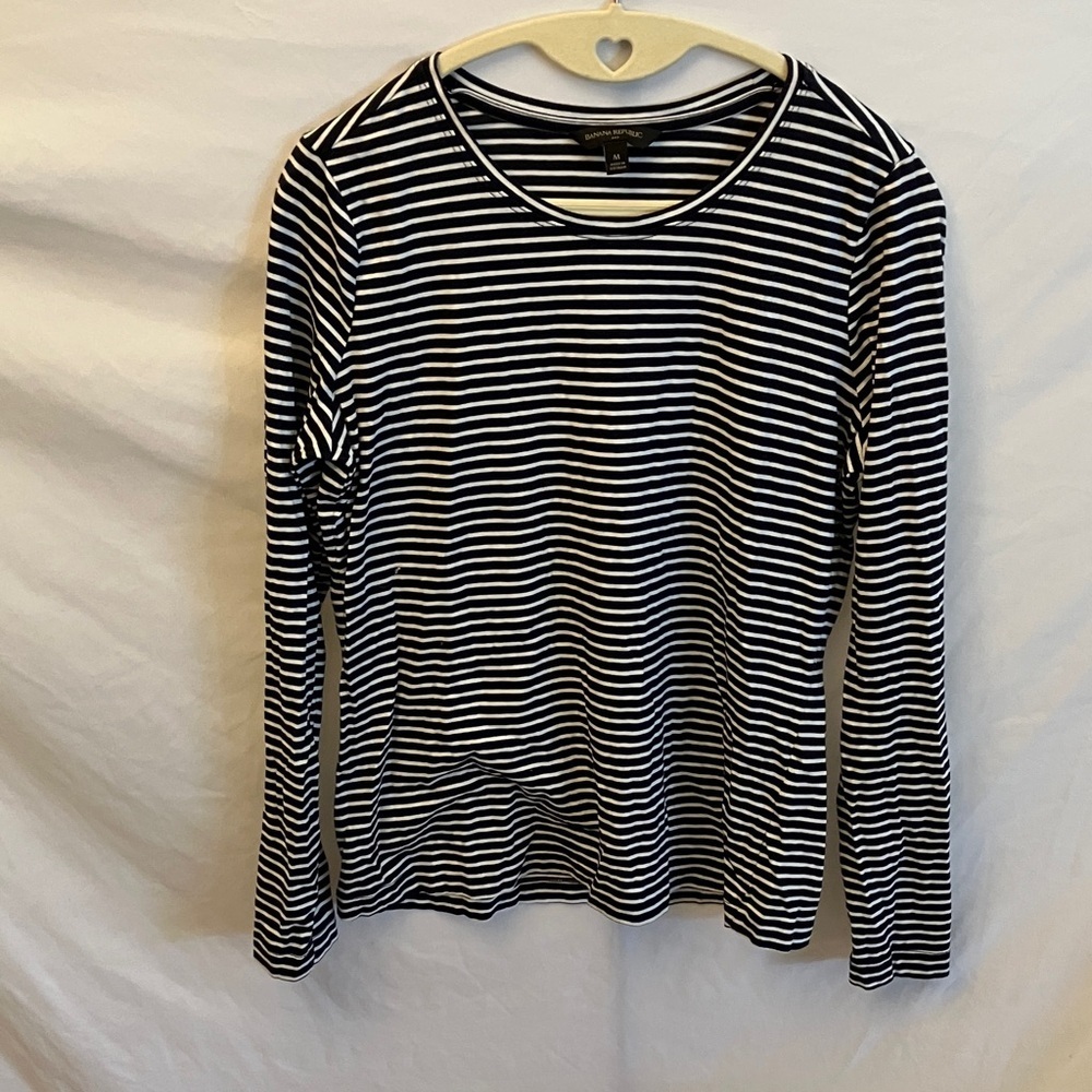 Banana Republic: Navy & White Striped Nautical Top- M